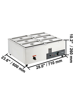 VEVOR 1/2/3/4/6Pan Electric Catering Food Warmer Commercial Stainless Steel Steam Table Counter w/Temperature Control Buffet Set