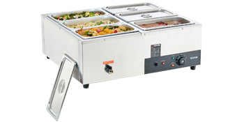 VEVOR 1/2/3/4/6Pan Electric Catering Food Warmer Commercial Stainless Steel Steam Table Counter w/Temperature Control Buffet Set