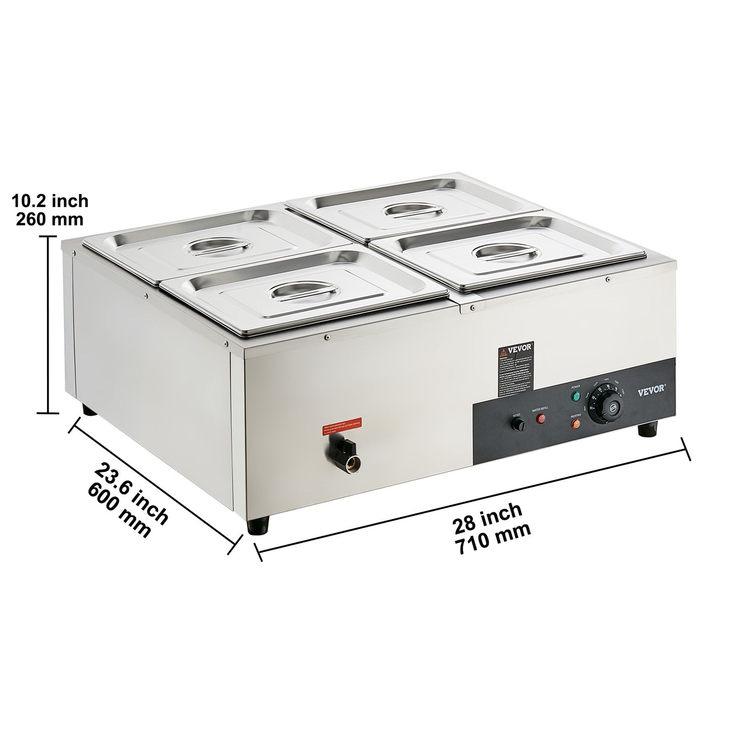 VEVOR 1/2/3/4/6Pan Electric Catering Food Warmer Commercial Stainless Steel Steam Table Counter w/Temperature Control Buffet Set